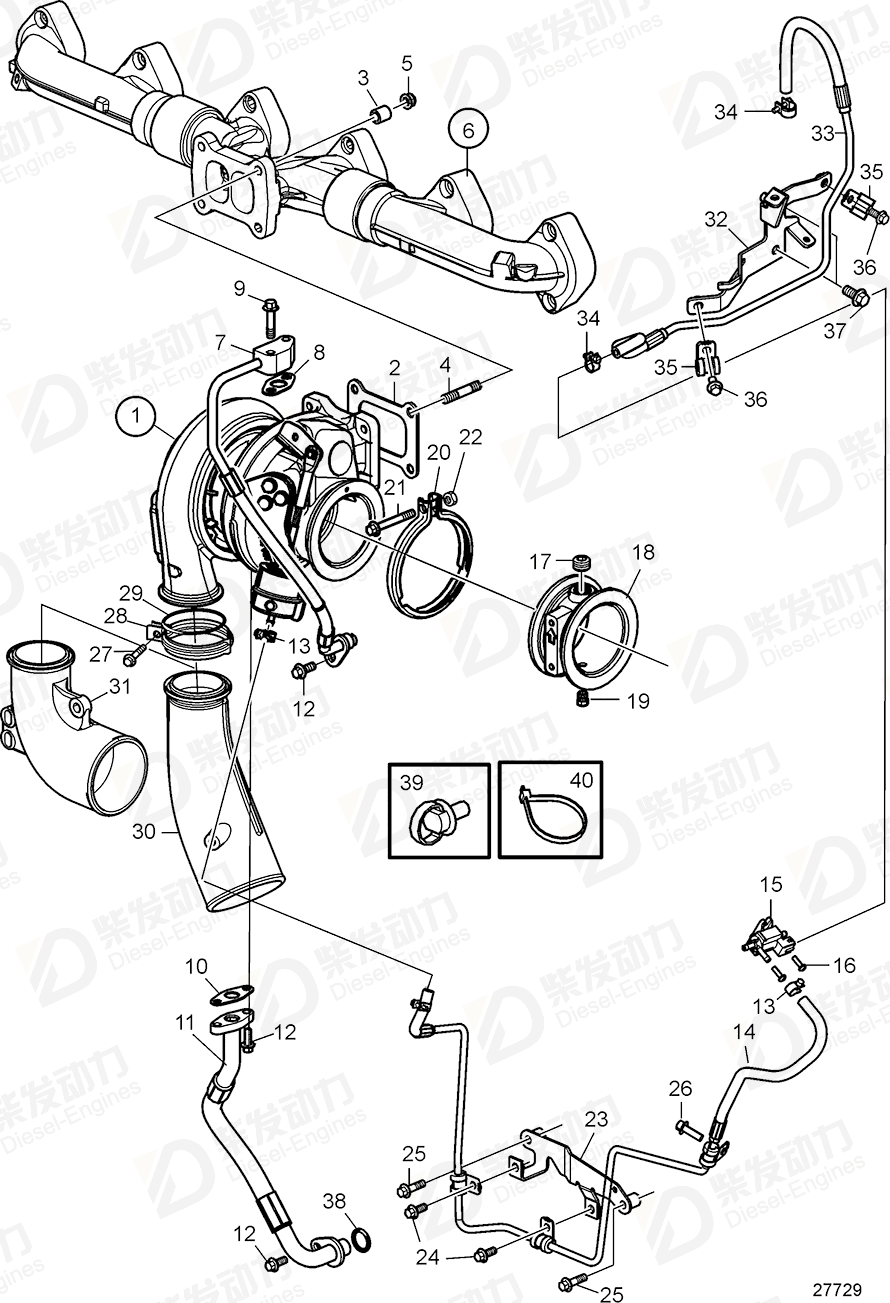 VOLVO Turbocharger, exch 3801560 Drawing